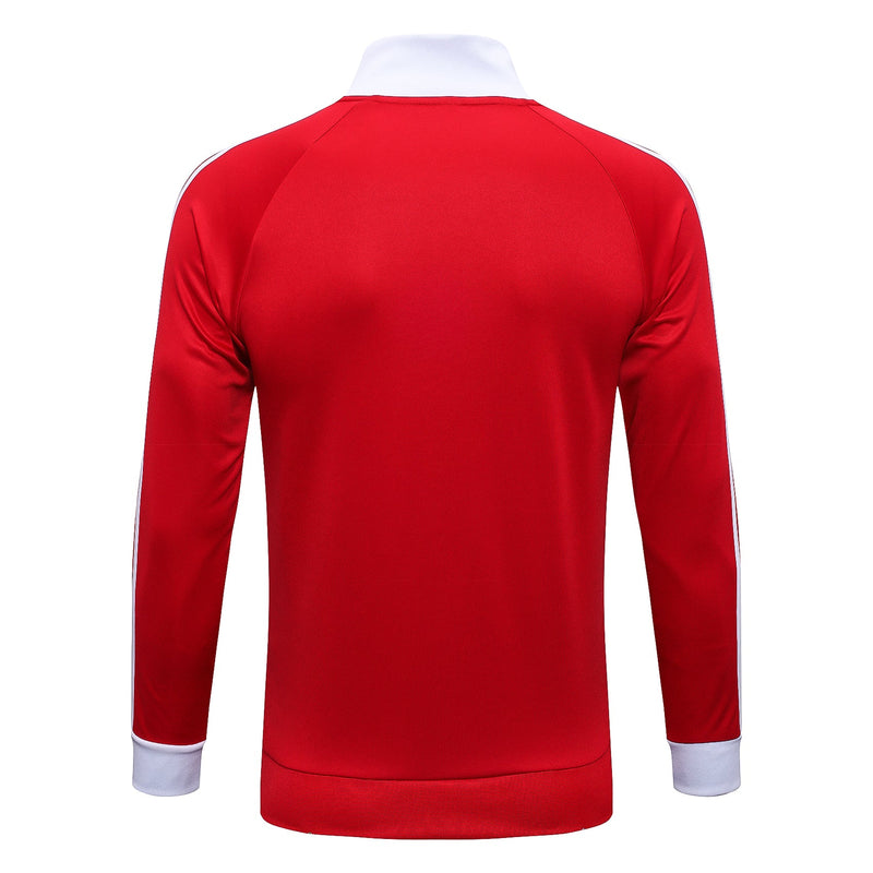 Conjunto Manchester United Zíper Longo Vermelho e Branco