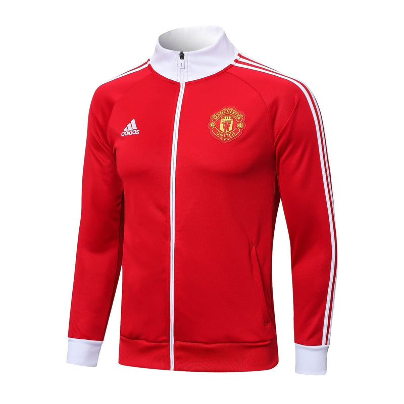 Conjunto Manchester United Zíper Longo Vermelho e Branco