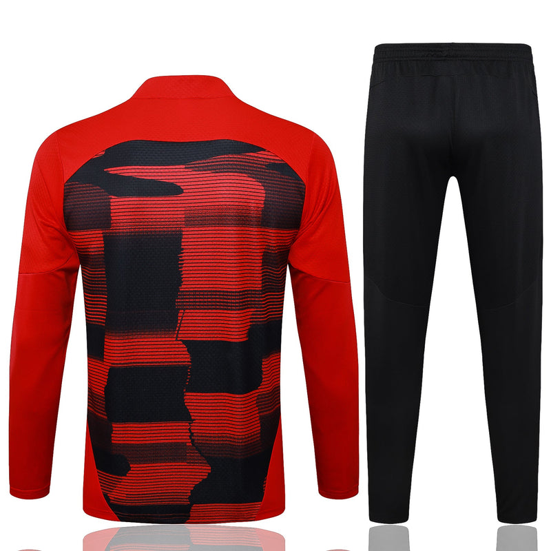 Conjunto AC Milan Zíper Curto Treino Vermelho
