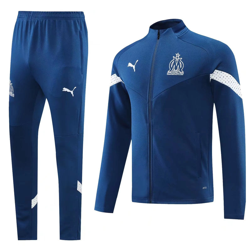 Conjunto Olympique de Marseille Zíper Longo Azul