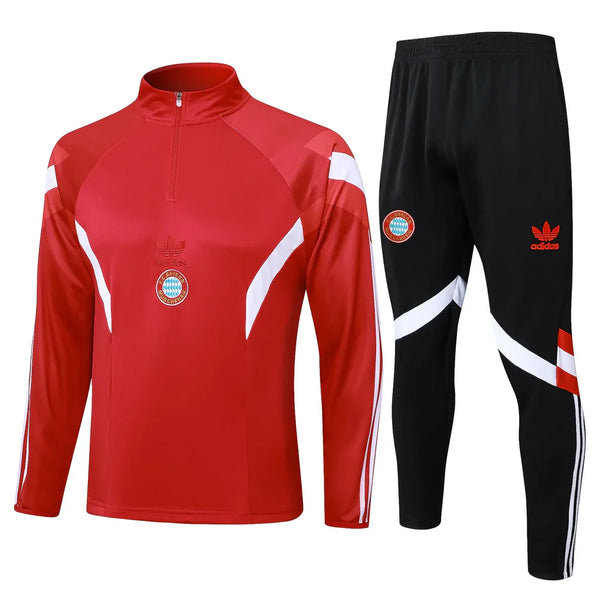 Conjunto Bayern de Munique Zíper Curto Treino Vermelho 2024/25