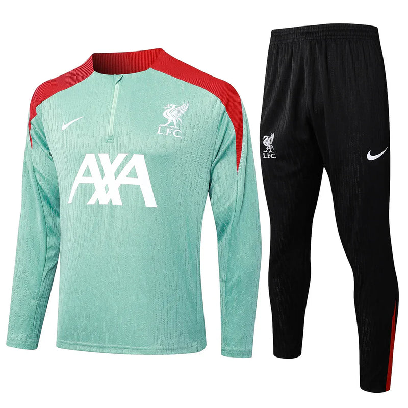 Conjunto Liverpool Zíper Curto Treino Verde Água 2024/25