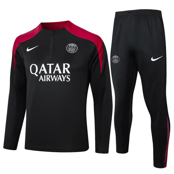 Conjunto Paris Saint Germain Zíper Curto Treino Preto 2024/25