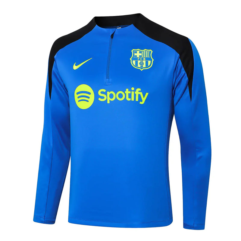 Conjunto Barcelona Zíper Curto Treino Azul 2024/25