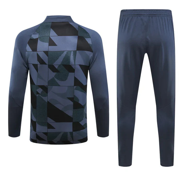 Conjunto Barcelona Zíper Curto Azul Marinho