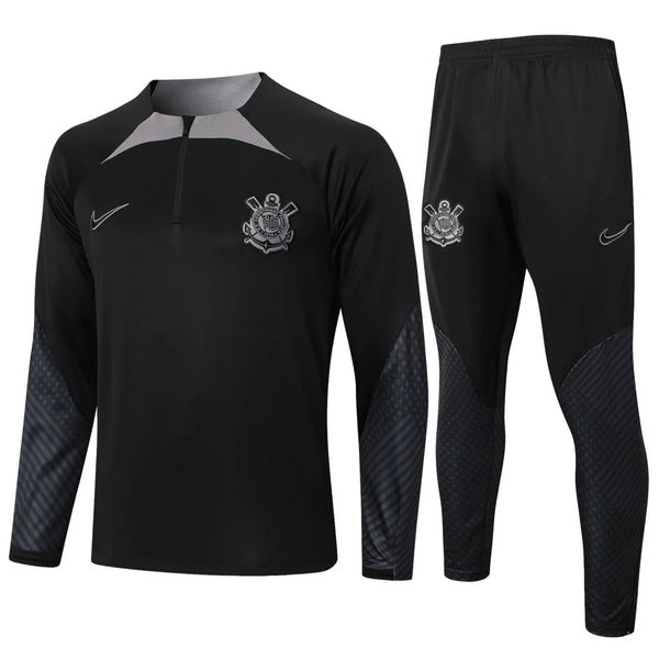 Conjunto Corinthians Ziper Curto Treino All Black