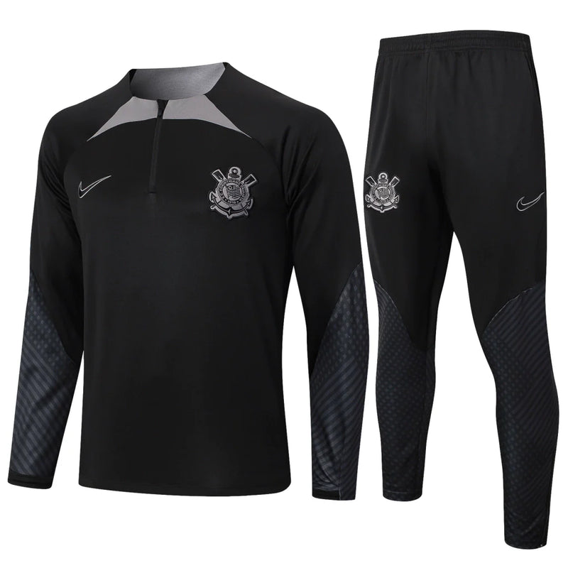Conjunto Corinthians Ziper Curto Treino All Black